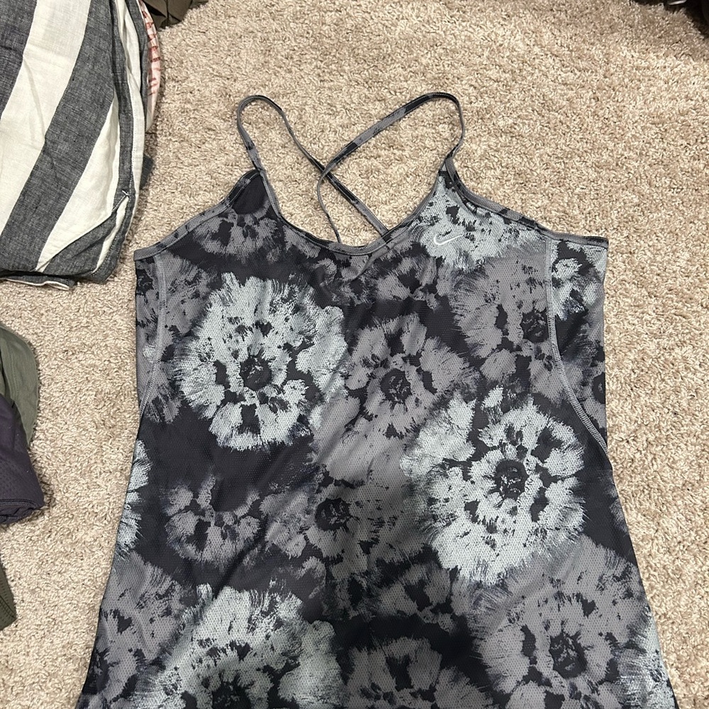 Nike Black and Gray Floral Camisole